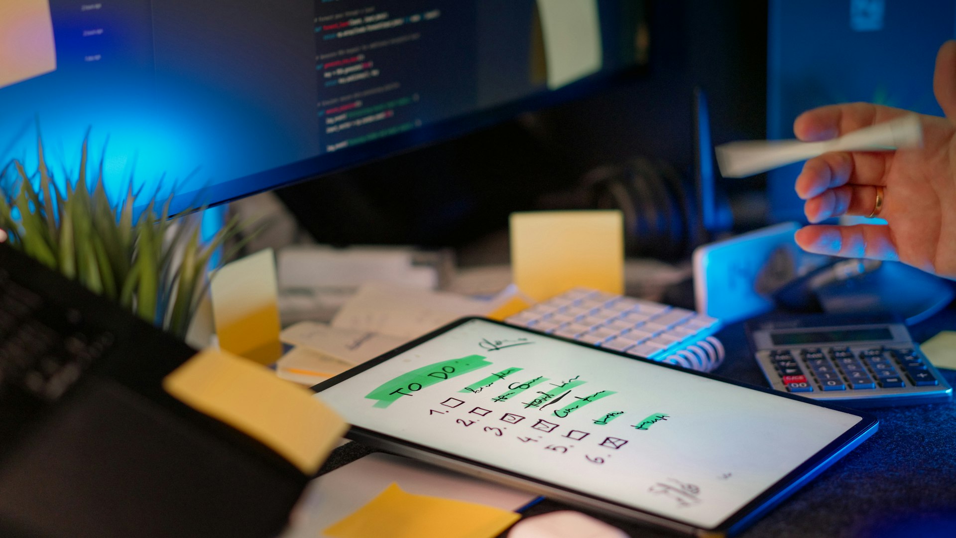 Code and data visualizations on monitors